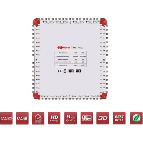 Multiswitch Commutateur avec LED Cascade Satellite MS-1732LC - 17 entrées 32 sorties, Haute Définition (1/2)