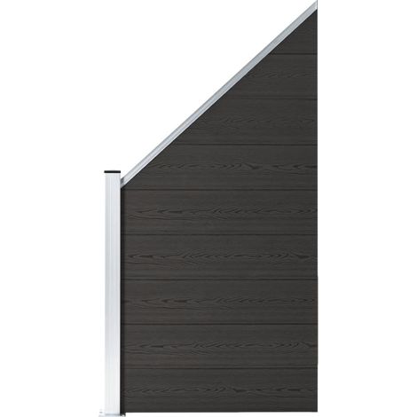 Zaunelement WPC 95x(105-180) cm Schwarz