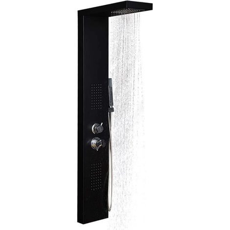 Home Deluxe - Pannello doccia con doccia a pioggia CASCATA - Nero