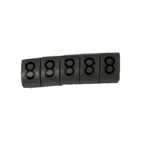 Repère câble RS PRO, Ø câble 3  4.2mm, texte : 8, Noir sur Gris ( Prix pour Sachet de 250 )