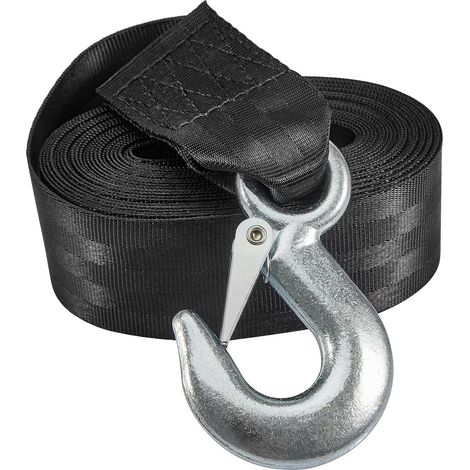 5 cm x 6 m Winch Strap with Hook, 10,000 LBS Boat Trailer Winch Strap Heavy Duty Black (1/5)
