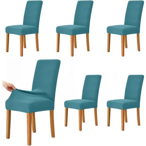 Fundas para sillas de comedor，Paquete de 6，Fundas para sillas，Fundas decorativas para asientos，Largo/Ancho/Alto: 38，48 / 38，48 / 47，58 cm (1/5)