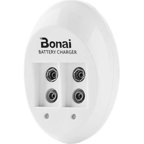 9V Rechargeable Battery Charger with LED Indicator, 2 Independent Slots, for Piles Lithium et Ni-MH 9V, Technologie de Charge indépendante, Fast Charger with Protection (1/5)