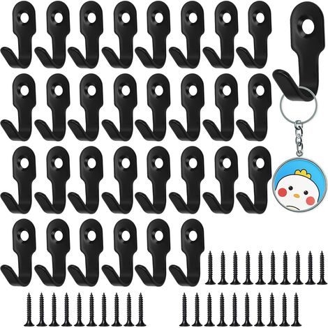 30 Pièces Crochet Manteau Mural, Crochets Mural, Crochet a Visser 27 mm, Crochet de Manteau, Crochet Mural de Acier Inoxydable, Rétro Crochet de Porte Métal pour la Maison (Nero) (1/5)