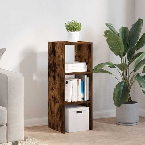 Étagère Empilable en Bois d'Ingénierie Chêne Fumé, Bibliothèque Compacte 30x30x80 cm, Meuble de Rangement Moderne pour Salon, Bureau ou Chambre (1/5)