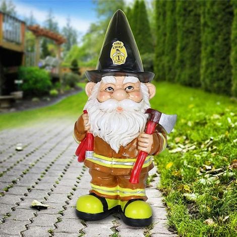 1 Statue Nain Vieil Homme en Résine, Noir avec Chapeau, Sculpture Décorative Extérieure pour Jardin, Balcon et Intérieur (1/5)