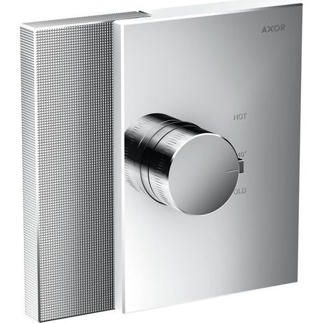 Set finition mitigeur thermostatique encastré haut débit, coupe diamant chroméé