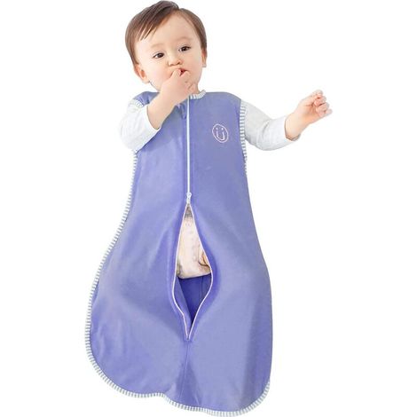 Baby Sleeping Bag, Cotton Sleeveless Baby Smoux Blanket (Purple, 6-12 Months)