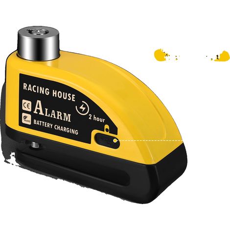 Verrou de frein à disque avec alarme, alarme de 110 dB, design étanche, JAUNE (1/2)