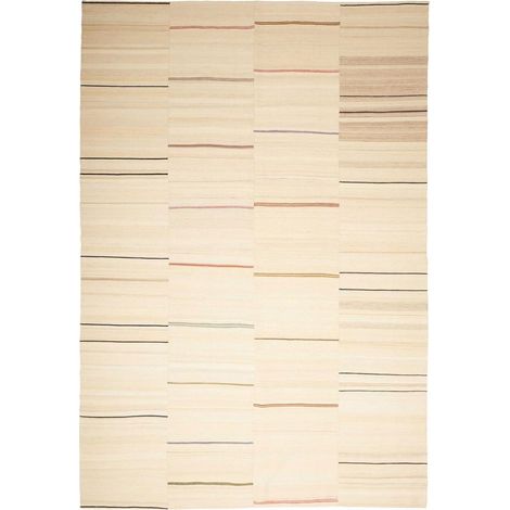 Authentique tapis d'Orient kilim fait main 219x320 beige et marron