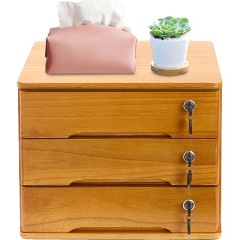 Aufbewahrungsbox, abschließbare Schubladen, ergonomische Griffe, HOLZ (1/2)