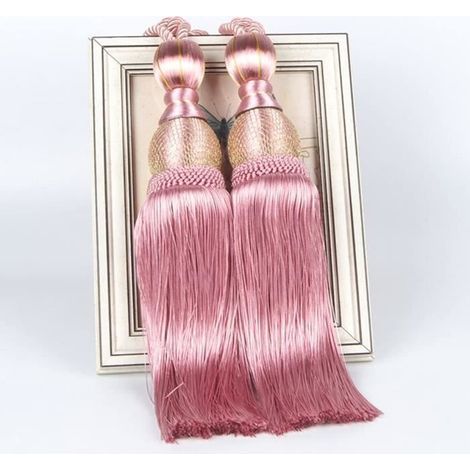 curtain tiebacks with ribbon tassels - Curtain ribbons (Rose)