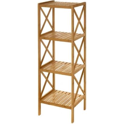 Étagère de rangement - JUANIO - JUANIO - 4 étagères - Bambou naturel - 37x33x119 cm (1/4)