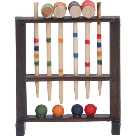 Jeu de croquet miniature en bois 1/12e pour maison de poupée, petit décor accessoire jouet enfant (1/5)
