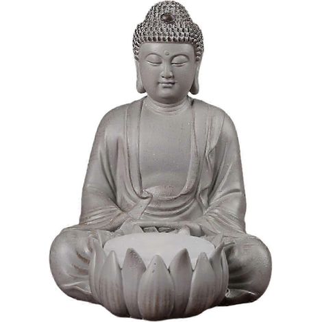 Lotus-Buddha-Statue, Kerzenhalter, Tischdekoration, tragbare chinesische Figur, Skulptur, Ornament-Small (1/5)