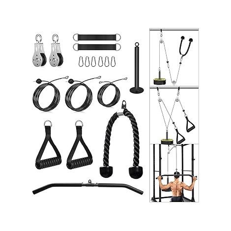 Poulie Musculation, Fitness Musculation Poulie Tirage, Entraînement des Bras LAT pulldown Machine Équipement Biceps Curl, Extensions Triceps (1/5)