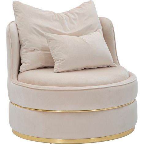 Poltrona Paris Space Crema/Oro Ø84x72 cm in Legno e Spugna Verde e Oro (1/5)