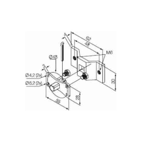 Goupille carrée 10 mm + support, avec trous M6 NICE 525.10017/M7