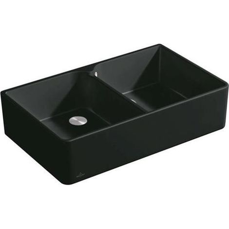 Bloc évier VB 90 x 220 x 900 mm, évier en céramique avec cuve intégrée, Crema cplus