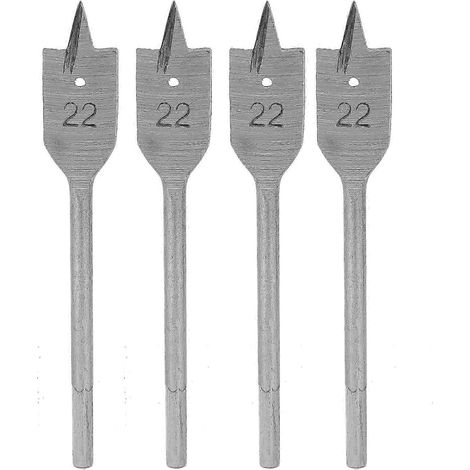 Jeu de 4 forets plats en acier à haute teneur en carbone pour le travail du bois, 22 mm (1/5)