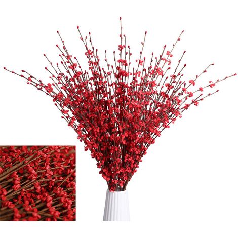 Fleurs de jasmin artificielles réalistes, 10 pièces de 75 cm en tissu de soie avec tige en plastique pour la décoration de mariage, maison, bureau, fête, hôtel, restaurant, rouge-AquaForge (1/5)