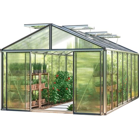 GFP Serra Asteria 25 Light 311 x 534 cm, lastre a doppia parete spesse 12 mm, colore alluminio naturale