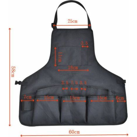 (noir) Tablier de Jardinage Tablier Jardinier en Tablier de Travail en Tablier de Protection Réglable pour Outils de Jardin (1/5)