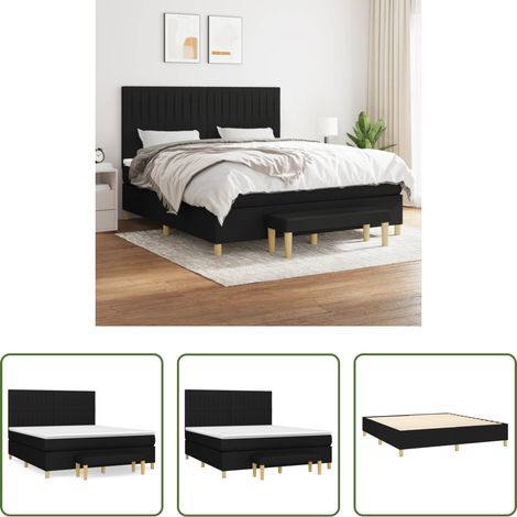 Matratze - Boxspringbett mit Matratze Schwarz 180x200 cm Stoff (1/5)