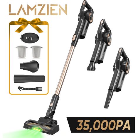 Aspirateur Balai Sans Fil, 35000PA/40min Autonomie, Filtration Haute Efficacité, Brosse Anti-Enchevêtrement avec Lumière LED Verte (1/5)