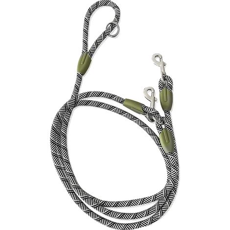 Correa para perros, diseño manos libres, material de nailon resistente, 1,0 cm x 240 cm, negro y blanco. (1/2)
