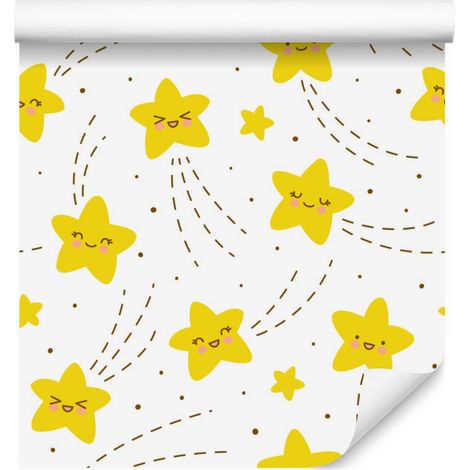Carta da parati con stelle gioiose per soggiorno e camera da letto, 50x1000 cm (1/5)