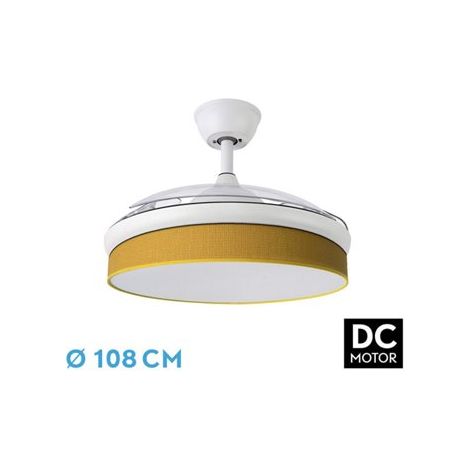 Ventilatore DC Fashion 72W Bianco/Giallo 108cm 7200lm 3CCT Telecomando (1/2)