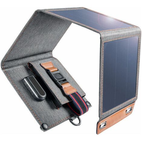 14W Panneau Solaire Portable, Ultra Léger, USB Port (5V/2.4A), IPX4, SunPower Chargeur Solaire Pliable pour Toutes Les Activit (1/4)