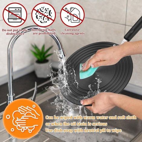 1 Adaptateur induction 24 cm, diffuseur chaleur aluminium, poignée anti-brûlure, pour gaz électrique fonte (1/5)