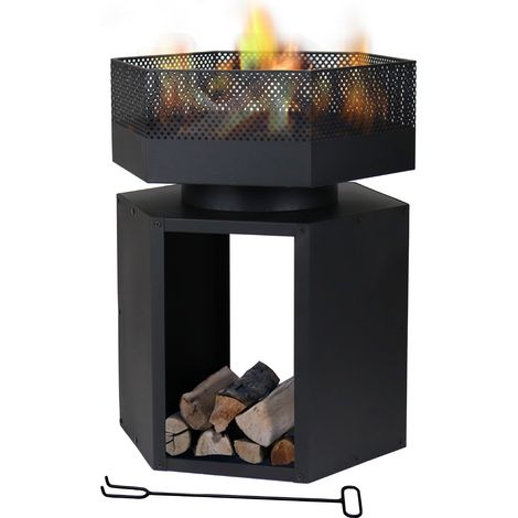 Braciere BBQ 2 in 1 da Esterno – Scalda e Cucina in Giardino con Griglia Inclusa in Acciaio e Pietra (1/5)