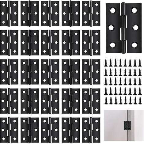 30-teiliges Türscharnier, 44 mm x 31 mm, Edelstahlscharnier, kleines Scharnier, unsichtbares Scharnier, flaches Scharnier, Scharnier mit Schrauben für Wohnmöbel, Hardware, Kleiderschrank, Schublade, T (1/5)