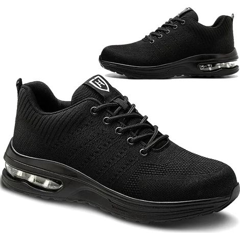 Chaussures de Sécurité Homme Femme Légères Baskets Respirantes avec Coque Acier, Confortables pour Travail, Noir Taille 41 (1/5)