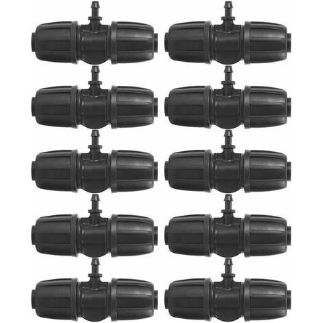 Connecteur en T barbelé de verrouillage de jardin 16mm à 4/7, connecteurs 10 pièces/ensemble pour tuyaux PE systèmes d'irrigation de jardin