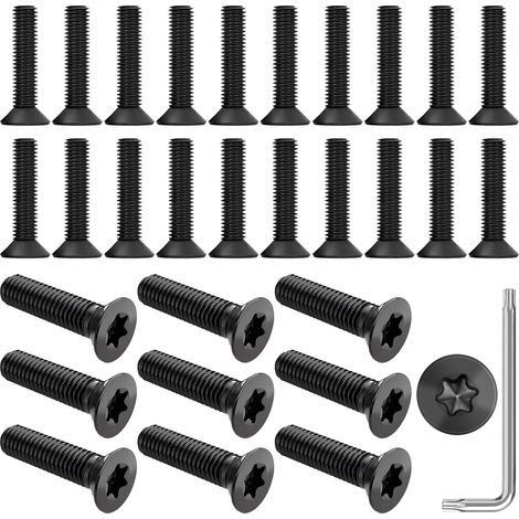 30 Pièces M5 x 30mm Vis Torx Tete Fraisee, Noir Vis Inox Tete Fraisee avec Clé Torx, Vis Entièrement Filetées pour l'équipement de Machine et les Meubles à la Maison (1/5)