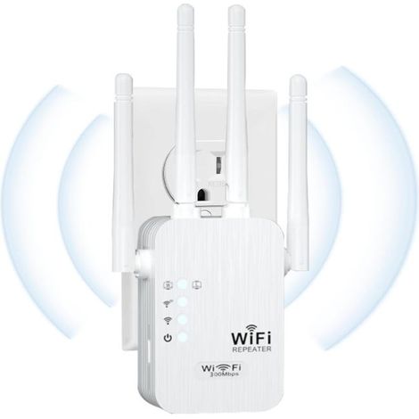 Amplificateur WiFi double bande 1200M – Répéteur mural avec 4 antennes, extension de signal, bouton WPS (1/5)