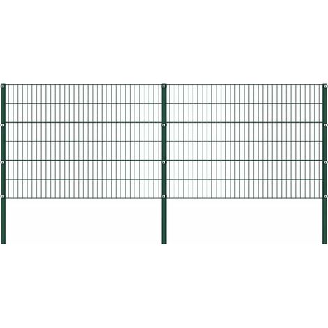 Zaunelement mit Pfosten Eisen 349 x 120 cm Grün vidaXL (1/5)