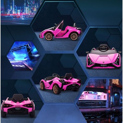 Coche eléctrico infantil Lamborghini con mando a distancia, 3-5 km/h, rosa, 3-5 años DESVIAE (1/5)