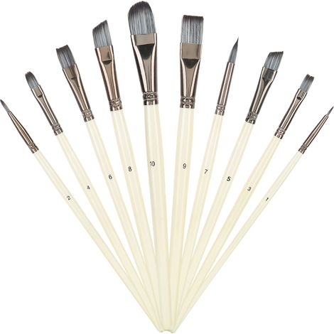 10 pinceaux artistiques en nylon pour gouache, lot de 10 brosses à huile portables (1/5)