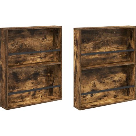 Maison Exclusive - Scaffale per riviste 2 pcs Rovere fumé 60 x 12 x 70 cm