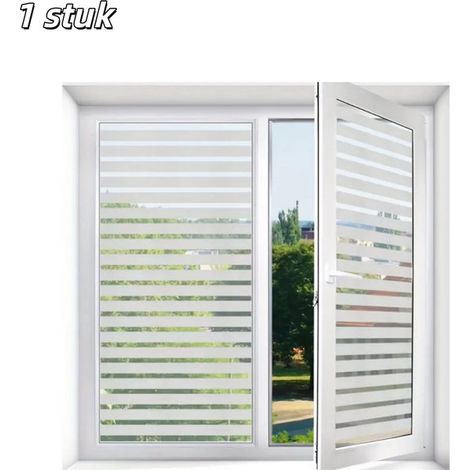 Films de fenêtre - Film d'intimité - Film adhésif à rayures - Résistant à la chaleur et opaque - Convient aux maisons, cuisines et bureaux - 300 x 45 cm - Wit (1/5)