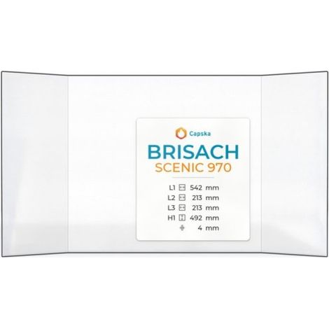 Vitre Brisach SCENIC 970 - Verre Prismatique pour insert - (213 + 542 + 213) x 492 mm (L2+L1+L3 x H1) - 4 mm (1/5)