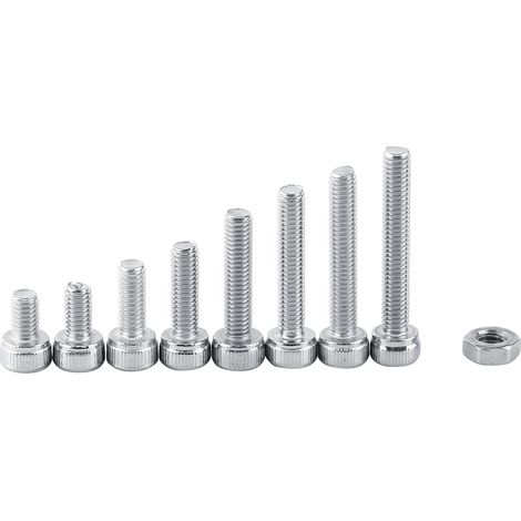 Assortiment de 340 vis et écrous à tête hexagonale creuse en acier inoxydable SS304 M3