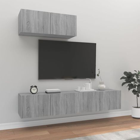 3 Piece TV Cabinet Set Grey Sonoma Engineered Wood vidaXL (1/5)