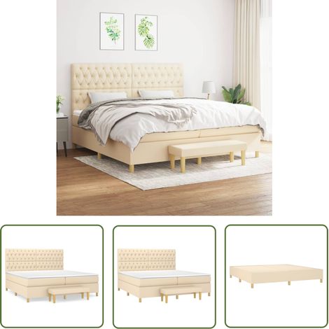 The Living Store Boxspringbett mit Matratze Creme 200x200 cm Stoff - Boxspringbett - Cremefarbenes Bett - Doppelbett - Betten Günstig Kaufen - Bettsofa (1/5)