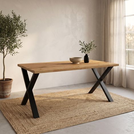 Table de salle à manger contemporaine rectangulaire 170 cm – Chêne etna – Hauteur 74 cm – Profondeur 95 cm – 6 places – Deladeco (1/5)
